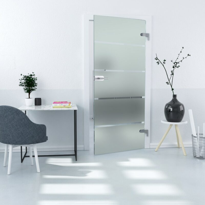 Ganzglastür in 5-Streifendesign, ESG, 8mm, Kanten poliert, Studio/Studio