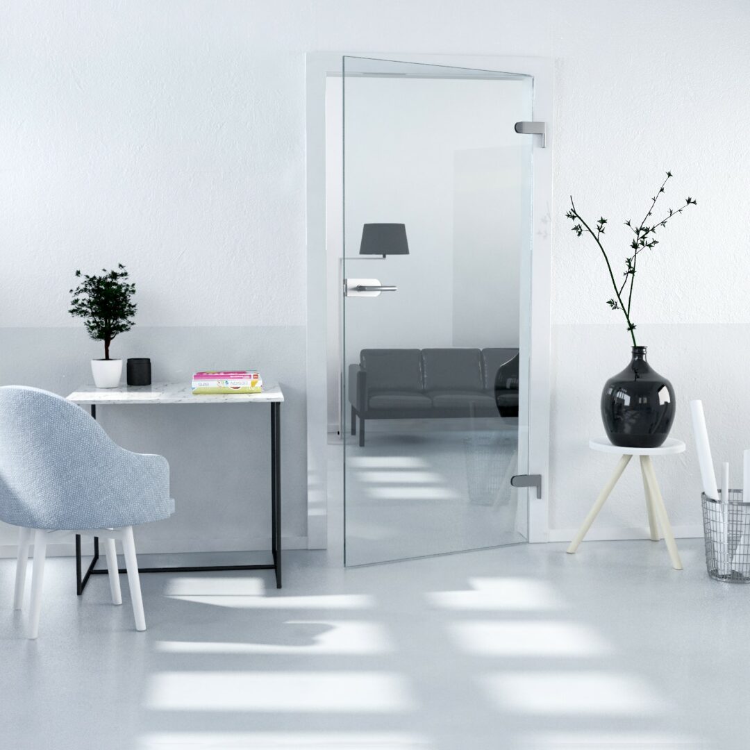 Ganzglastür in Klar, ESG, 8mm, Kanten poliert, Studio/Studio