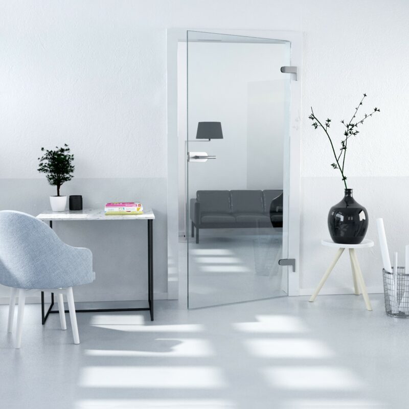 Ganzglastür in Klar, ESG, 8mm, Kanten poliert, Studio/Studio