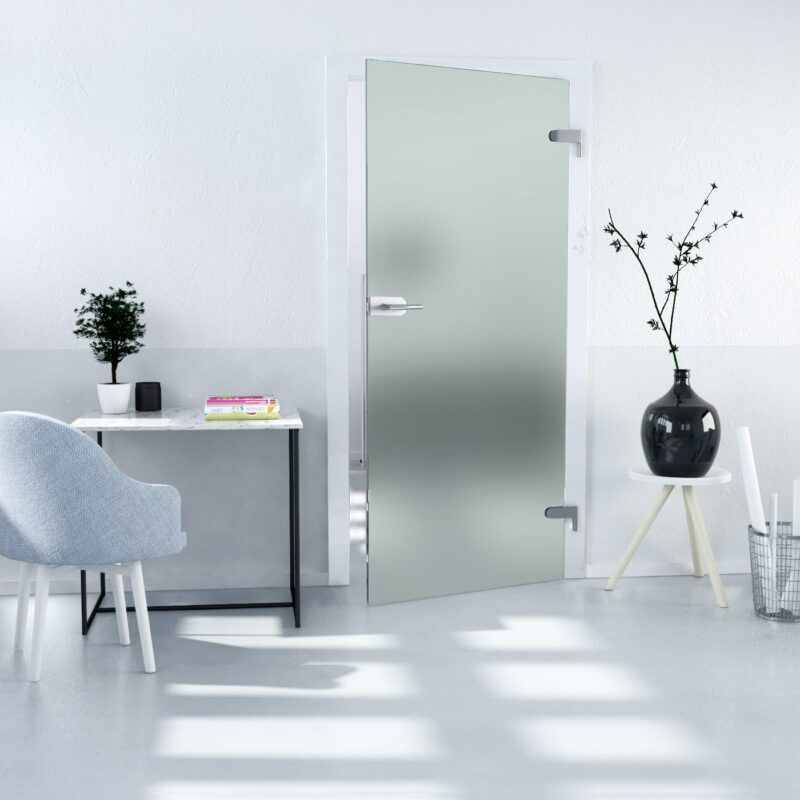 Ganzglastür in Satiniert, ESG, 8mm, Kanten poliert, Studio/Studio