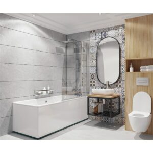 Badewannenabtrennung für Badewanne, 2-tlg, BxH: 115x140 cm