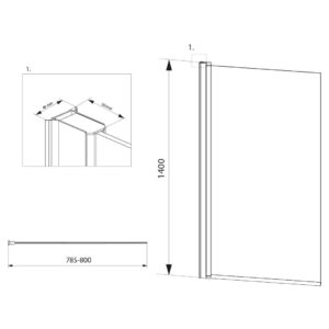 Badewannenabtrennung für Badewanne, ESG, BxH: 80x140 cm