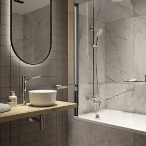 Badewannenabtrennung für Badewanne, ESG, BxH: 80x140 cm