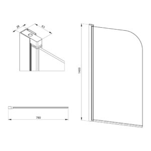 Badewannenabtrennung für Badewanne, ESG, BxH: 80x140 cm