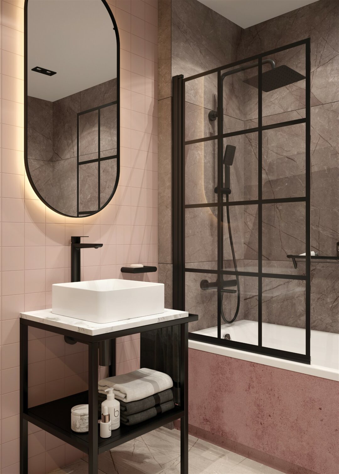 Duschwand für Badewanne, ESG, Schwarz, BxH: 80x140 cm – Bild 2