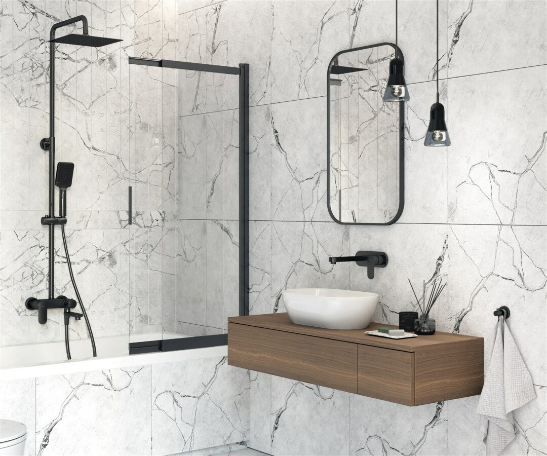 Schiebe Duschwand für Badewanne, ESG, LxH: 100x140 cm