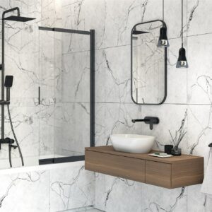 Schiebe Duschwand für Badewanne, ESG, LxH: 100x140 cm
