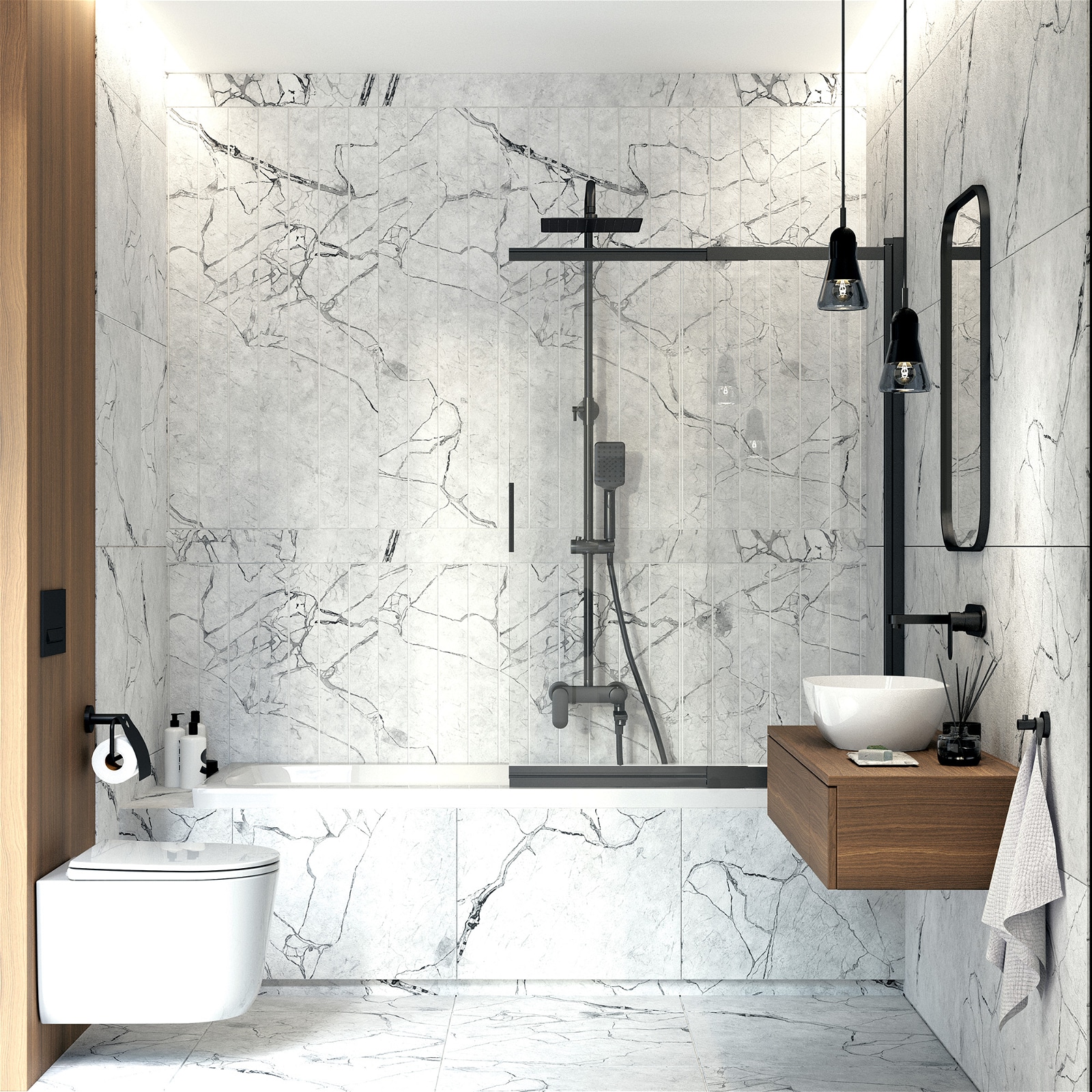 Schiebe Duschwand für Badewanne, ESG, LxH: 100x140 cm