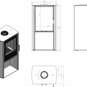 Hitze Freistehende Kaminofen 6,5 kW | Schwarz