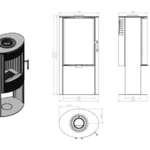 Hitze Elliptischer Freistehende Kaminofen 5 kW mit Holzregal