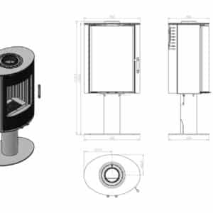 Hitze Elliptischer Freistehende Kaminofen 5 kW auf einem Bein