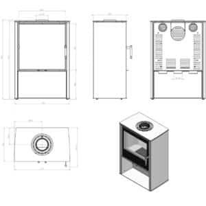 Hitze Freistehende Kaminofen 8,7 kW | Schwarz