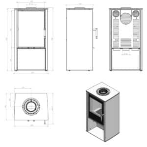 Hitze Freistehende Kaminofen 6,5 kW | Schwarz