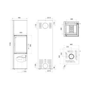 Hitze Freistehende Kaminofen 6,5 kW | Schwarz