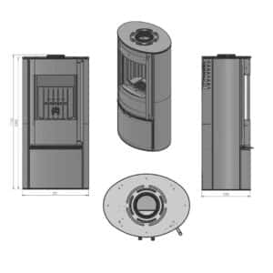 Hitze Freistehende Kaminofen 5 kW | Schwarz