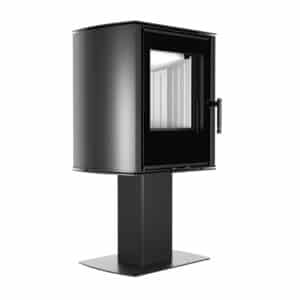 Hitze Freistehende Kaminofen 6,5 kW auf einem Bein | Schwarz