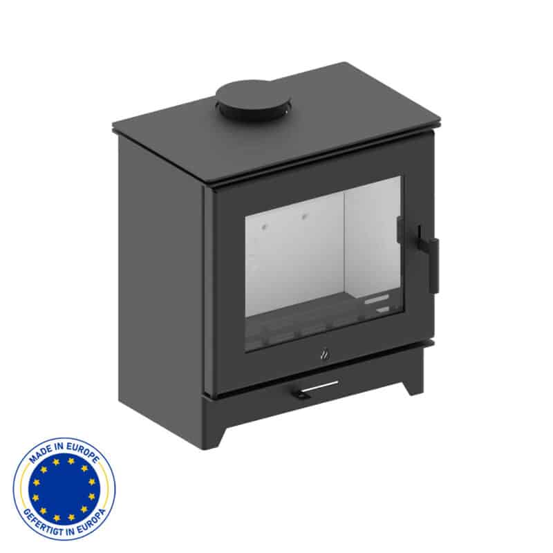 Hitze Freistehender Kaminofen 5,5 kW ohne Rost (Stahlfront)