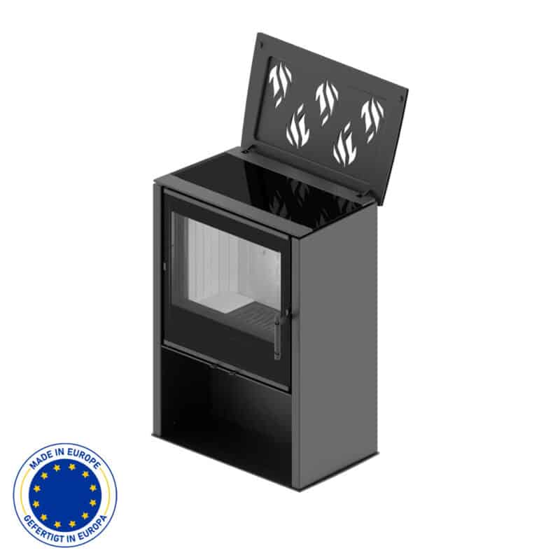 Hitze Freistehende Kaminofen mit Kochplatte 8,7 kW | Schwarz