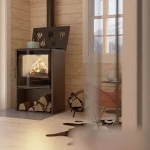 Hitze Freistehende Kaminofen mit Kochplatte 8,7 kW | Schwarz