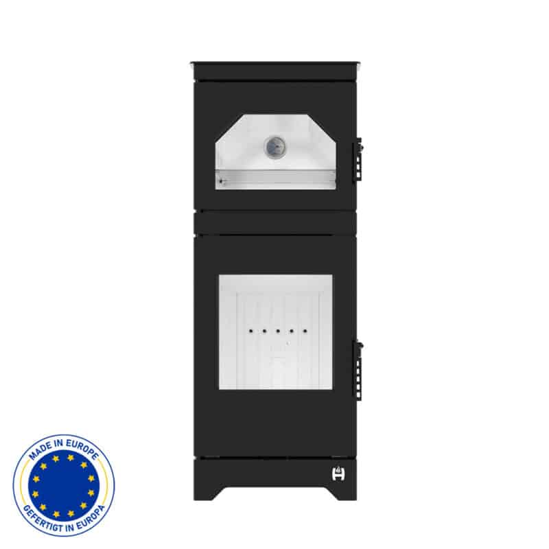 Hitze Freistehende Kaminofen mit Backofenfunktion 6,5 kW | Schwarz
