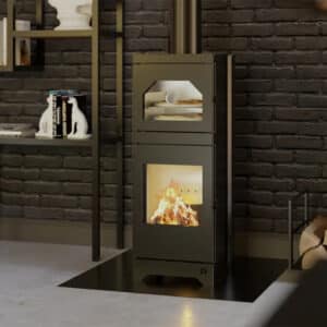 Hitze Freistehende Kaminofen mit Backofenfunktion 6,5 kW | Schwarz