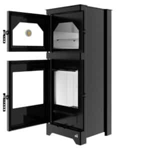 Hitze Freistehende Kaminofen mit Backofenfunktion 6,5 kW | Schwarz