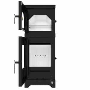 Hitze Freistehende Kaminofen mit Backofenfunktion 6,5 kW | Schwarz