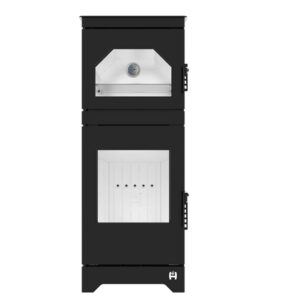 Hitze Freistehende Kaminofen mit Backofenfunktion 6,5 kW | Schwarz