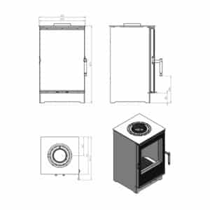 Hitze Freistehende Kaminofen 6,5 kW | Schwarz