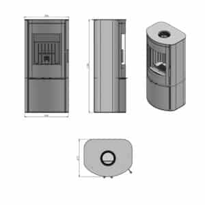 Hitze Freistehende Kaminofen 5 kW mit elliptischen Türen