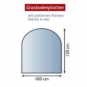 Ofenglas in Rundbogen 1200x1000mm ESG ohne Facettenschliff | Stärke 6mm