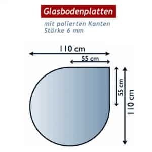 Ofenglas in Tropfen 1100x1100mm ESG ohne Facettenschliff | Stärke 6mm