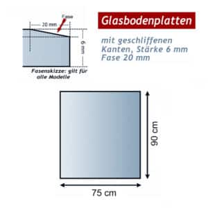 Ofenglas in Rechteck ESG mit 20mm Facettenschliff | Stärke 6 – 8mm